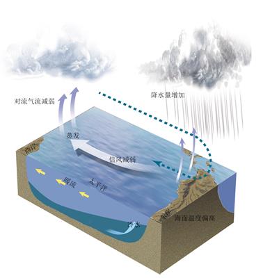 图4-25 厄尔尼诺发生时的海—气相互作用示意